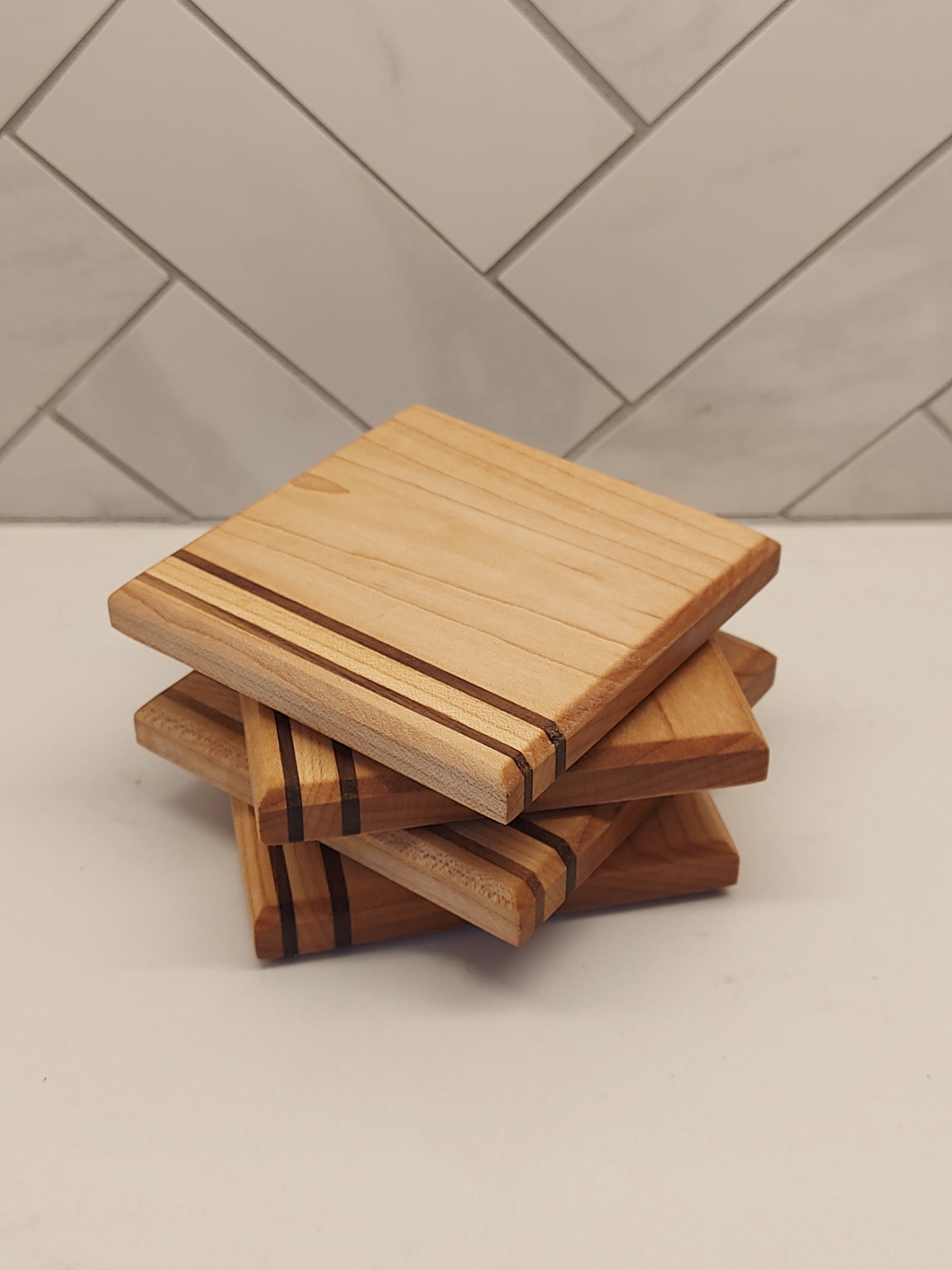 Maple and walnut coasters